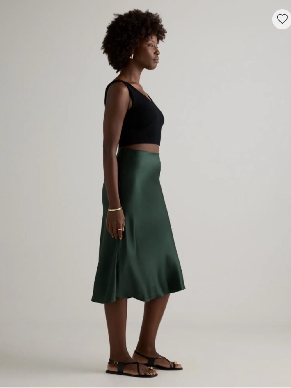 Quince Washable Silk Midi Skirt, XL Forest Green - Picture 3 of 9